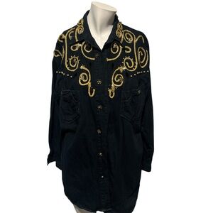 Vintage Western Glam Studded Shirt Jacket
